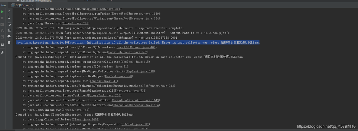 【MapReduce】报错：java.lang.Exception: java.io.IOException: Initialization of all the collectors failed._java