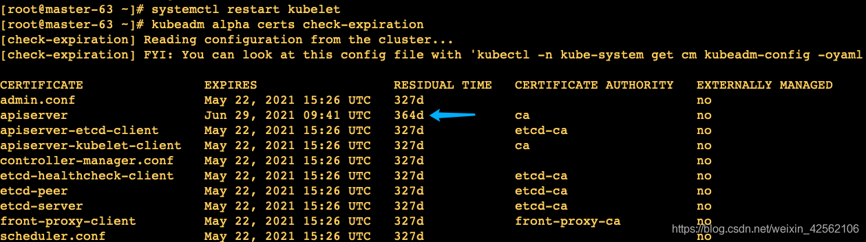 Kubernetes kubeadm管理证书之续签证书_重启_02