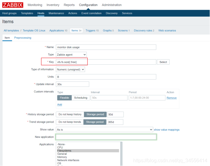 Zabbix 模板添加新的监控项item 监控磁盘使用率_触发器_03