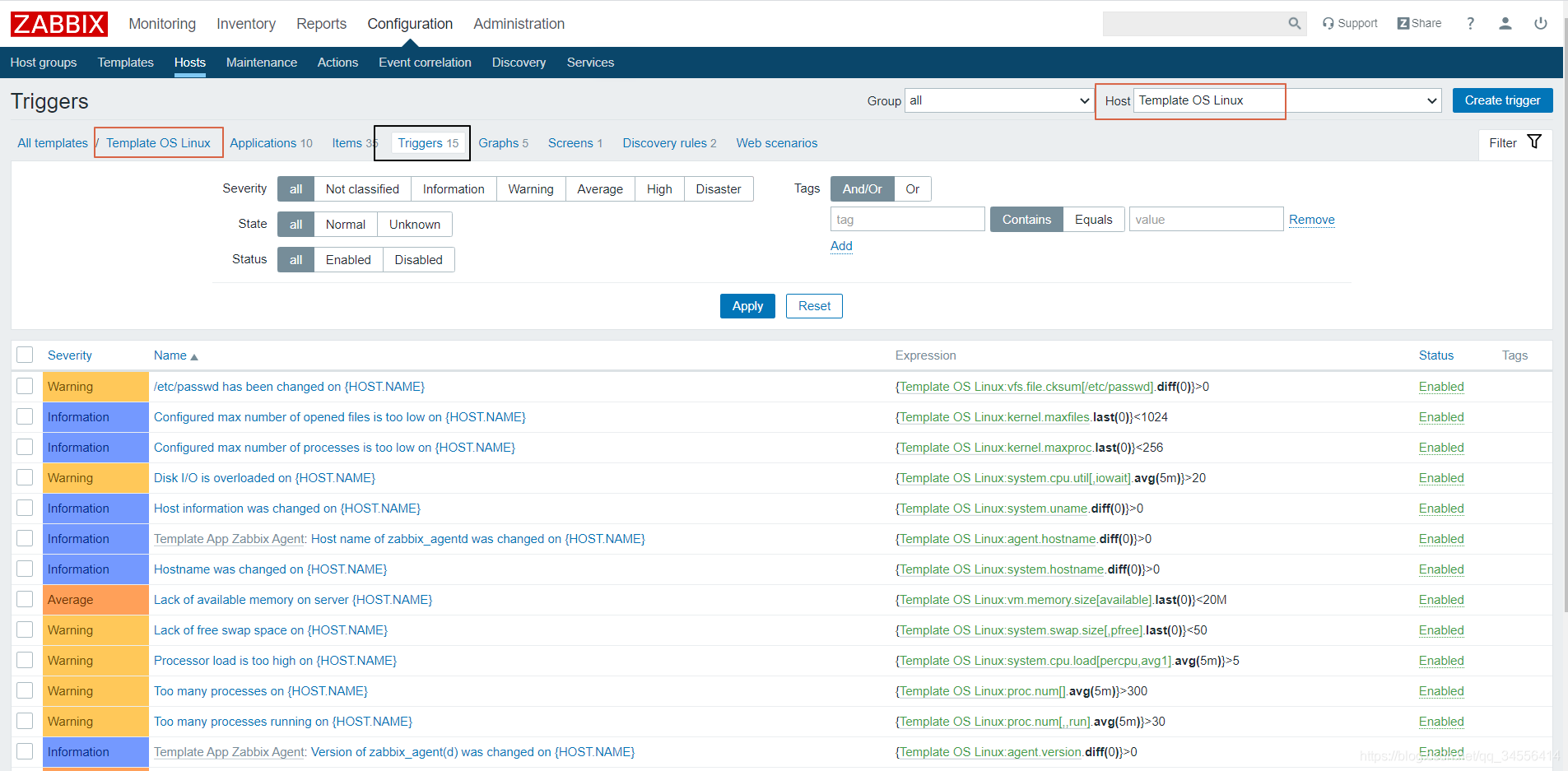 Zabbix 模板添加新的监控项item 监控磁盘使用率_触发器_07