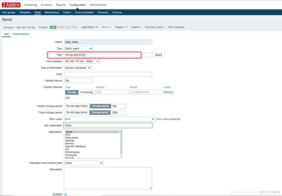 zabbix item 自带功能创建监控项监控redis服务_redis_03