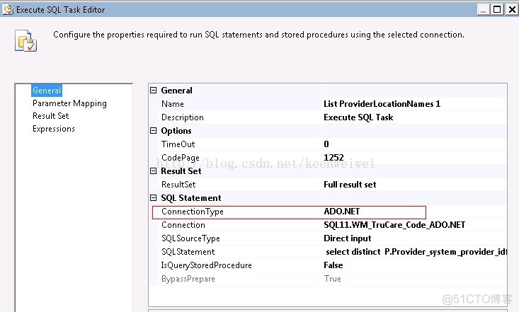 ssis 的For each container组件中，若有 Execute SQL TASK Editor且其含参, 后者的Connection Type应设为 ADO.NET_sql_02