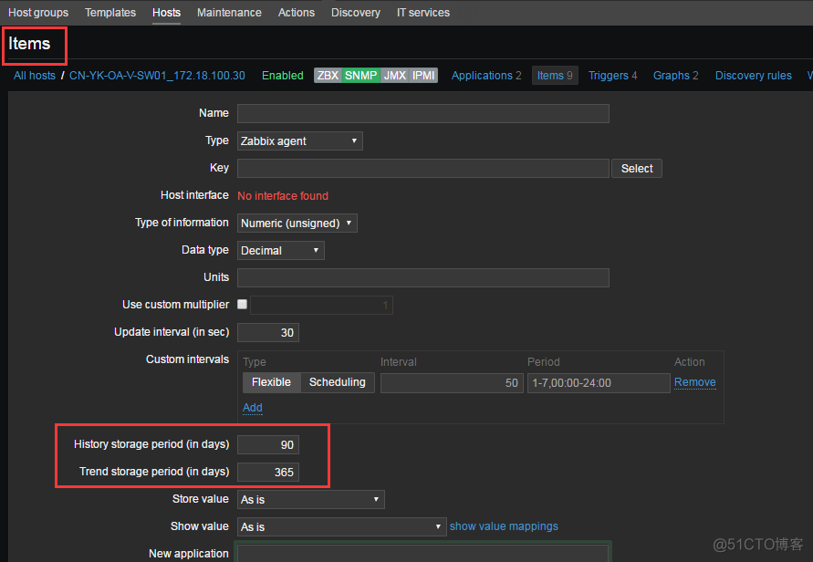 自学Zabbix3.5.4-监控项item-History and trends_历史数据