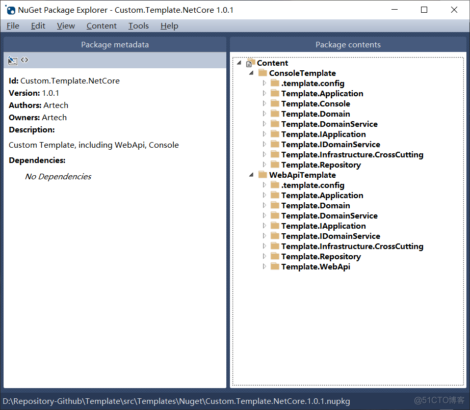 使用 .net core 自定义项目模板_json_11