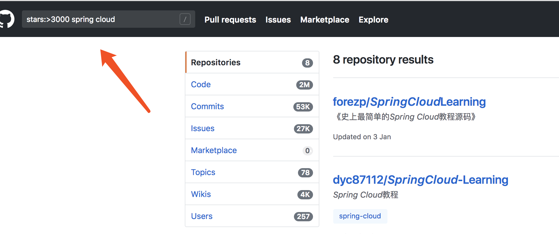 用了这么久Github是时候知道github高效搜索项目了_spring_04