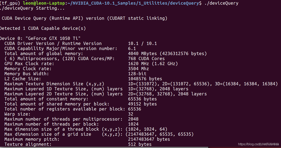 暗影精灵跑深度学习，环境安装：ubuntu16.04+GTX1050TI+cuda10.1+cudnn+tensorflow1.13_tensorflow