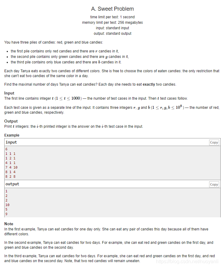 Codeforces Round #603 (Div. 2)A. Sweet Problem（水题）_#define