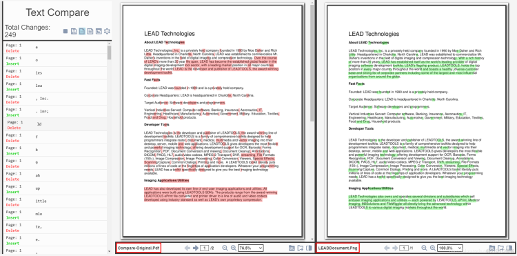 如何使用LEADTOOLS文档比较工具比较文档和图像