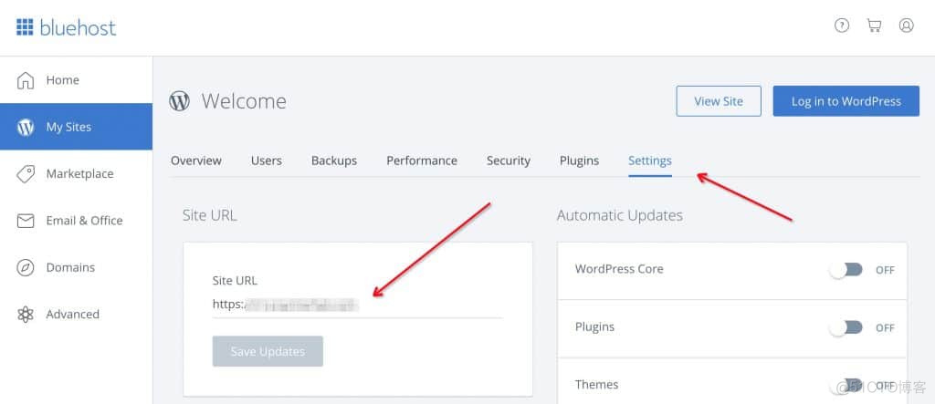 Bluehost WordPress 域名URL设置