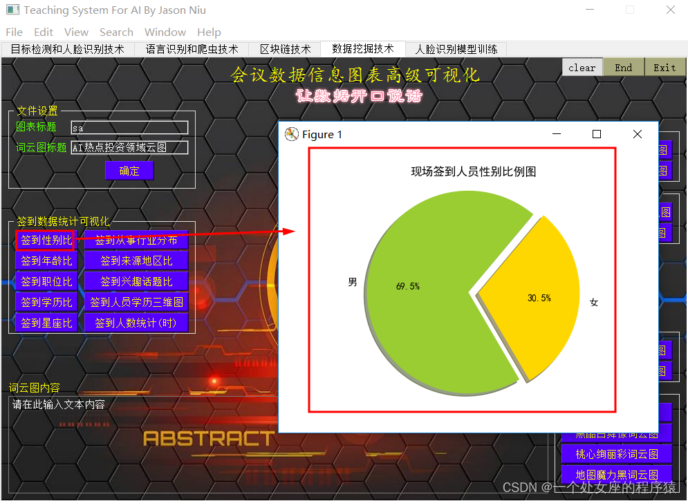 AI&BlockChain：“知名博主独家讲授”人工智能创新应用竞赛【精选实战作品】之《基于计算机视觉、自然语言处理、区块链和爬虫技术的智能会议系统》软件系统案例的界面简介、功能介绍分享之四、数据挖掘_人工智能