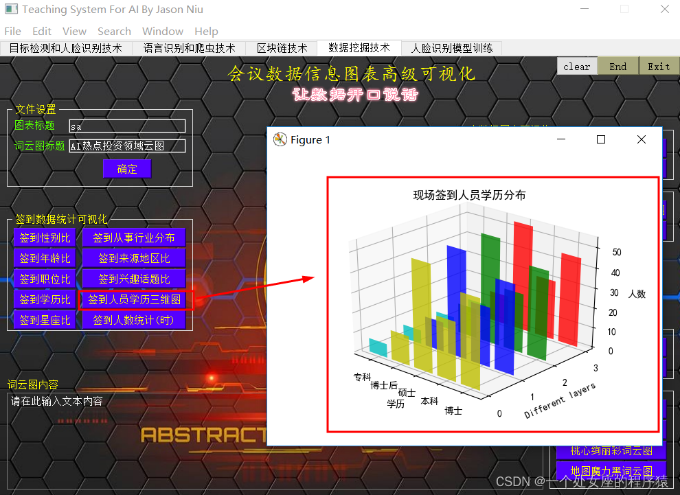 AI&BlockChain：“知名博主独家讲授”人工智能创新应用竞赛【精选实战作品】之《基于计算机视觉、自然语言处理、区块链和爬虫技术的智能会议系统》软件系统案例的界面简介、功能介绍分享之四、数据挖掘_词云_09