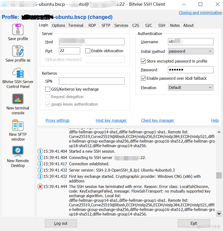 Bitvise 使用用户名/密码远程 SSH 登录报错 The SSH session has terminated with error_服务器