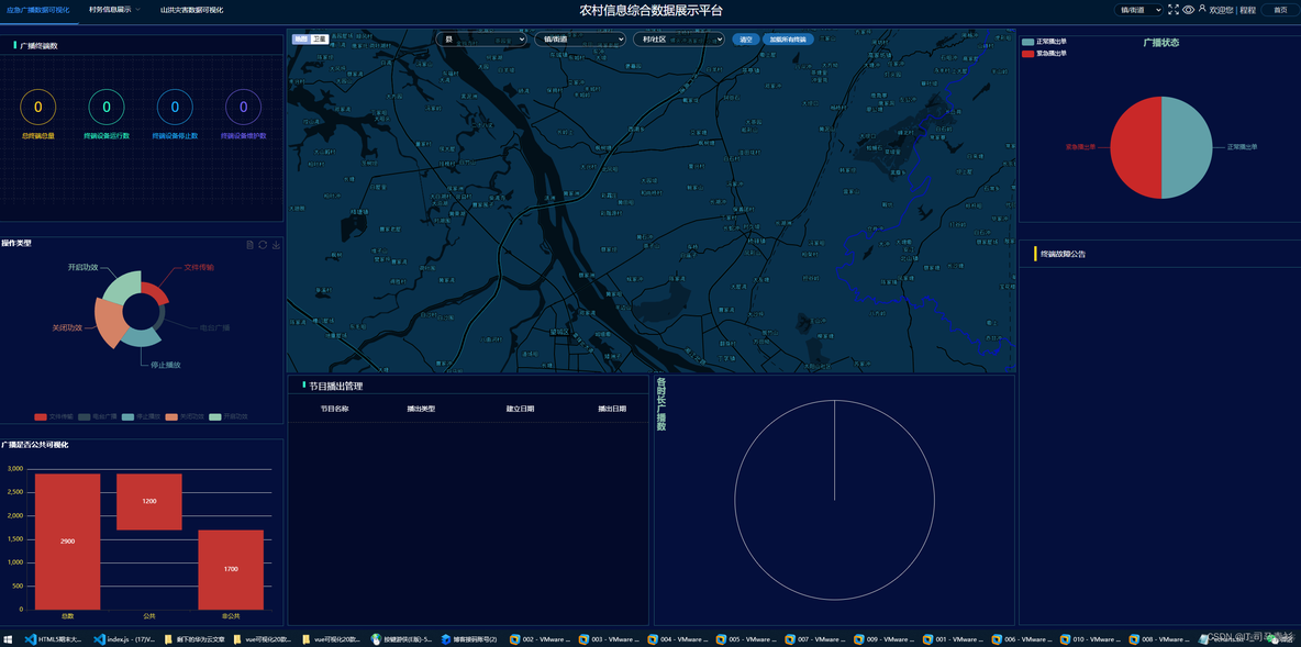 基于VUE + Echarts 实现可视化数据大屏农村信息可视化_echart数据可视化