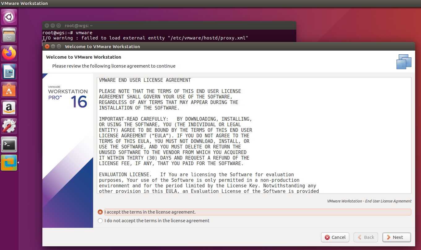 ubuntu desktop 安装VMware workstation 16 pro_bundle