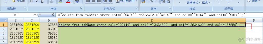 使用 Excel 快速拼接 sql 语句_鼠标移动_03