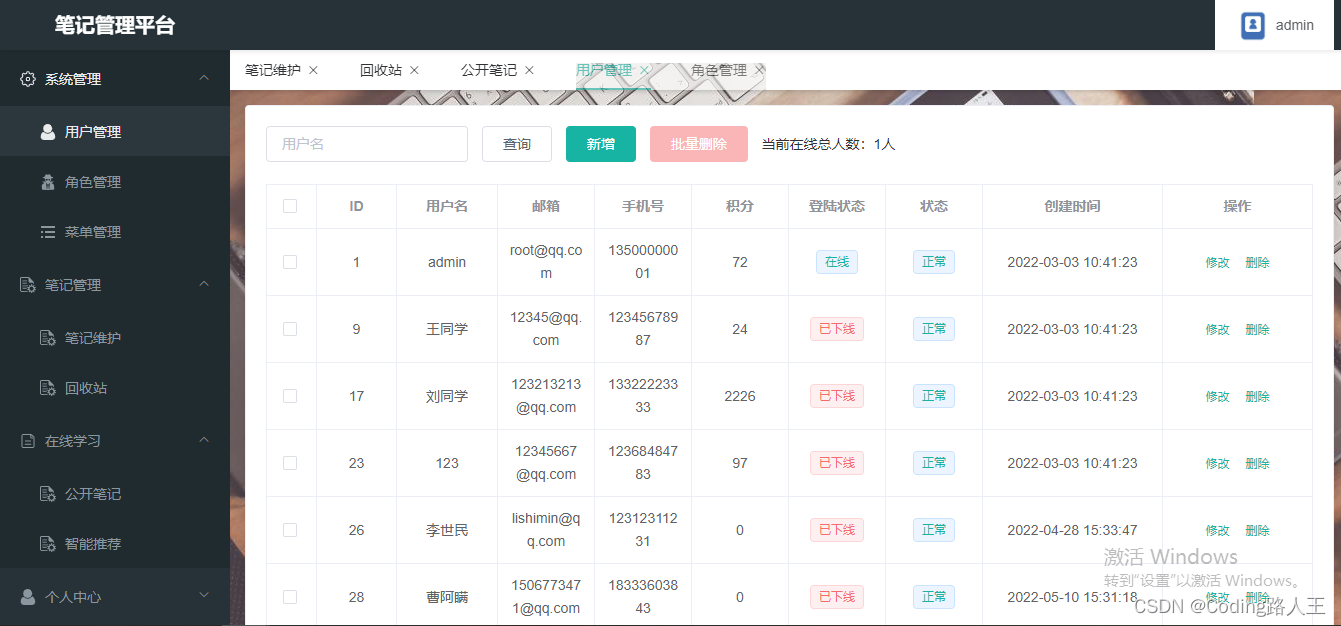 一、基于Springboot+MybatisPlus+Vue前后端分离的共享笔记管理系统_java_04