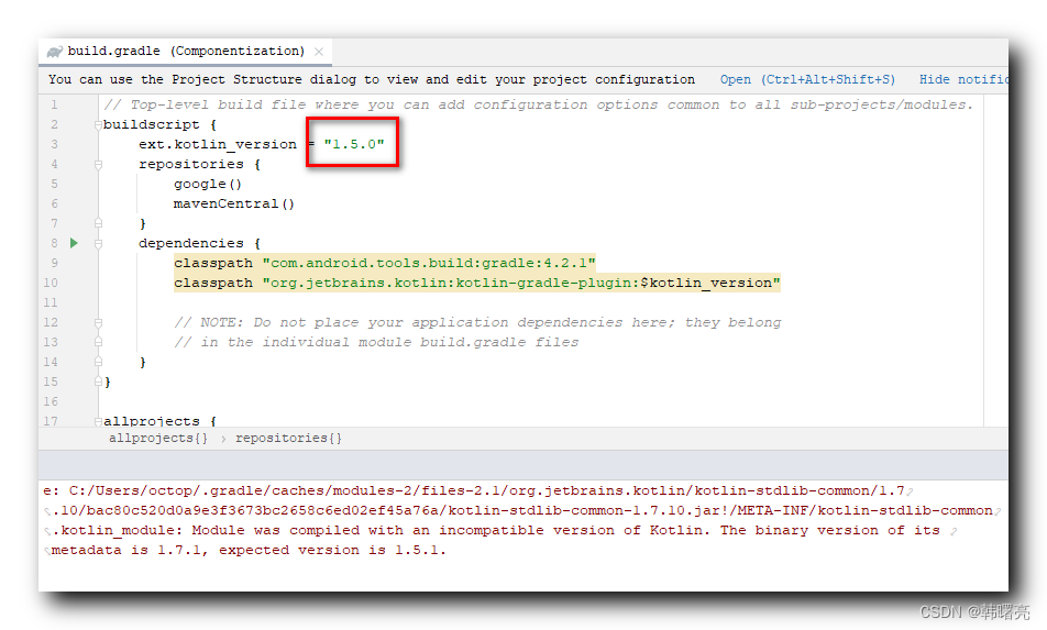 Android Could Not Resolve Kotlin Stdlib Common 1 6 21 Jar Org