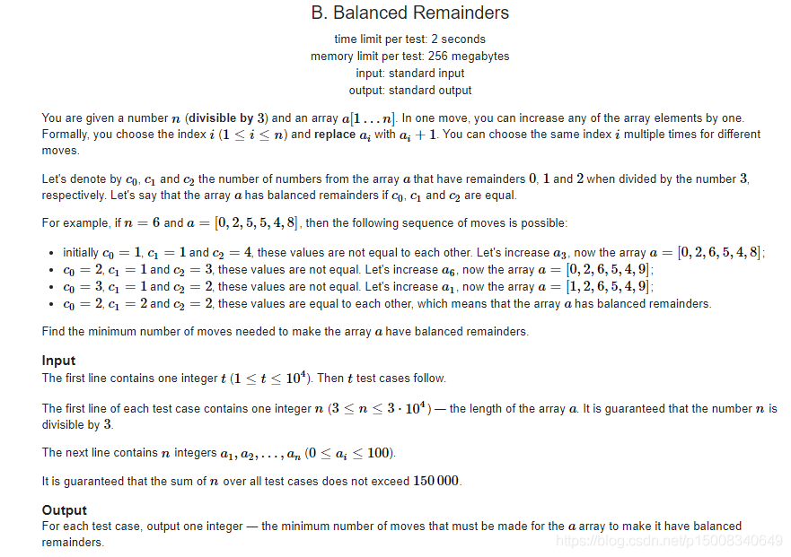 Codeforces Round #702 (Div. 3)B. Balanced Remainders_#include