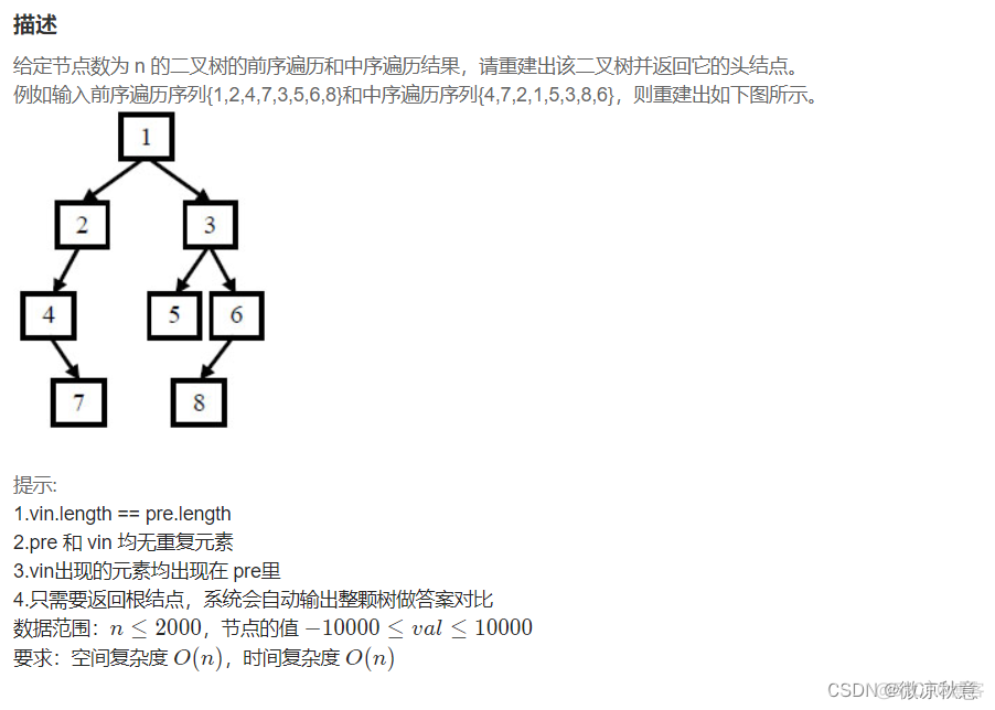 牛客网剑指offer刷题练习之重构二叉树_重构