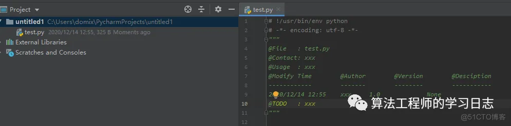 Python PyCharm新建项目自动添加介绍和utf-8编码_个人主页_02