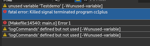 Qt error: fatal error: Killed signal terminated program cc1plus_qt_02