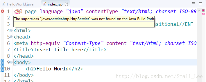 Eclipse新建Jsp页面提示 The superclass_java