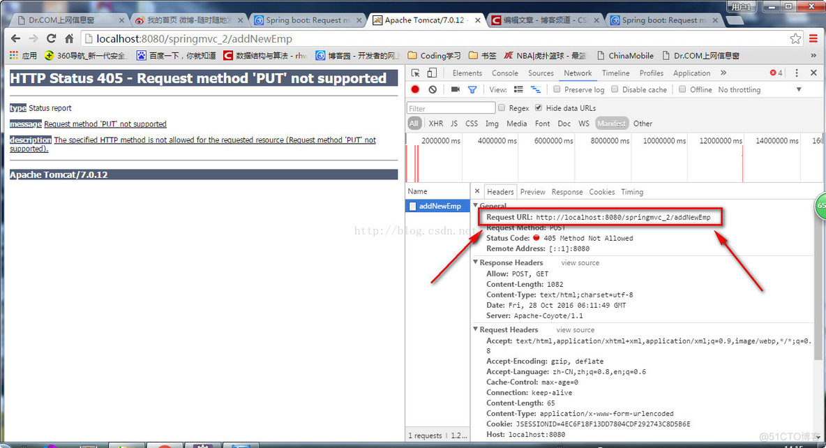 SpringMVC中出现”HTTP Status 405 - Request method 