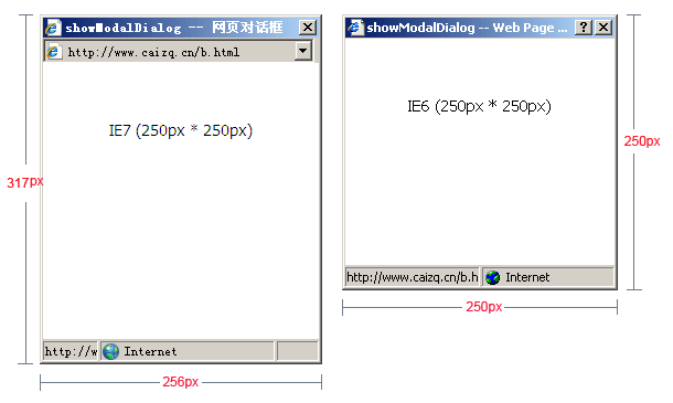 window showModalDialog 在IE6 IE7 高度(height) 问题_浏览器