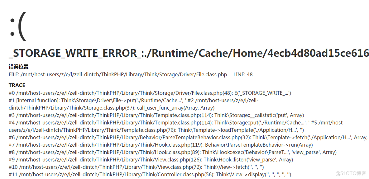 _STORAGE_WRITE_ERROR_:./Runtime/Cache/Home/_解决方法