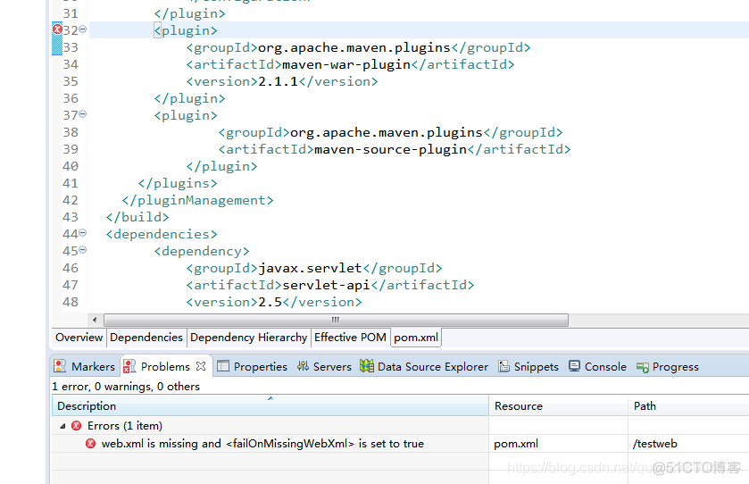 Maven: 关于web.xml is missing and is set to true 报错解决_maven