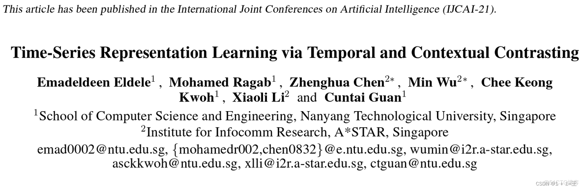 【论文导读】Time-Series Representation Learning via Temporal and Contextual Contrasting（时间和上下文对比的时间序列表示学习）_时间序列