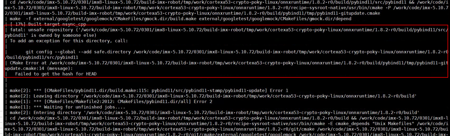 fatal: unsafe repository (‘/onnxruntime/1.8.2-r0/build/pybind11/src/pybind11‘ is owned by someone el_git