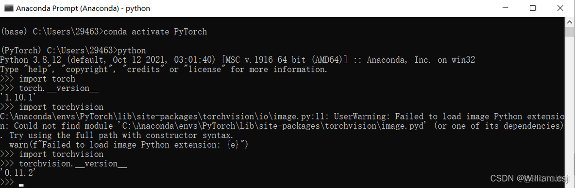 Windows——Anaconda下查看 PyTorch和torchvision版本的方法_深度学习