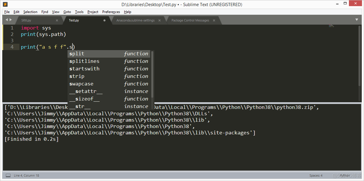 Sublime Text Python 代码提示插件  Anaconda_SublimeText_07