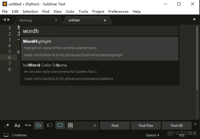 Sublime Text 查找的内容 高亮显示_高亮显示_04