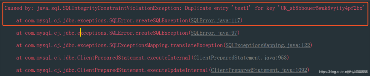 SQLIntegrityConstraintViolationException: Duplicate entry 