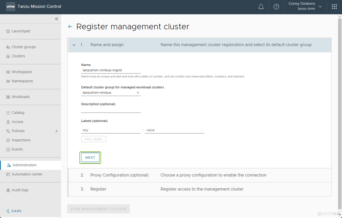 开始使用 VMware Tanzu Mission Control 和 Tanzu Kubernetes Grid_命名空间_05