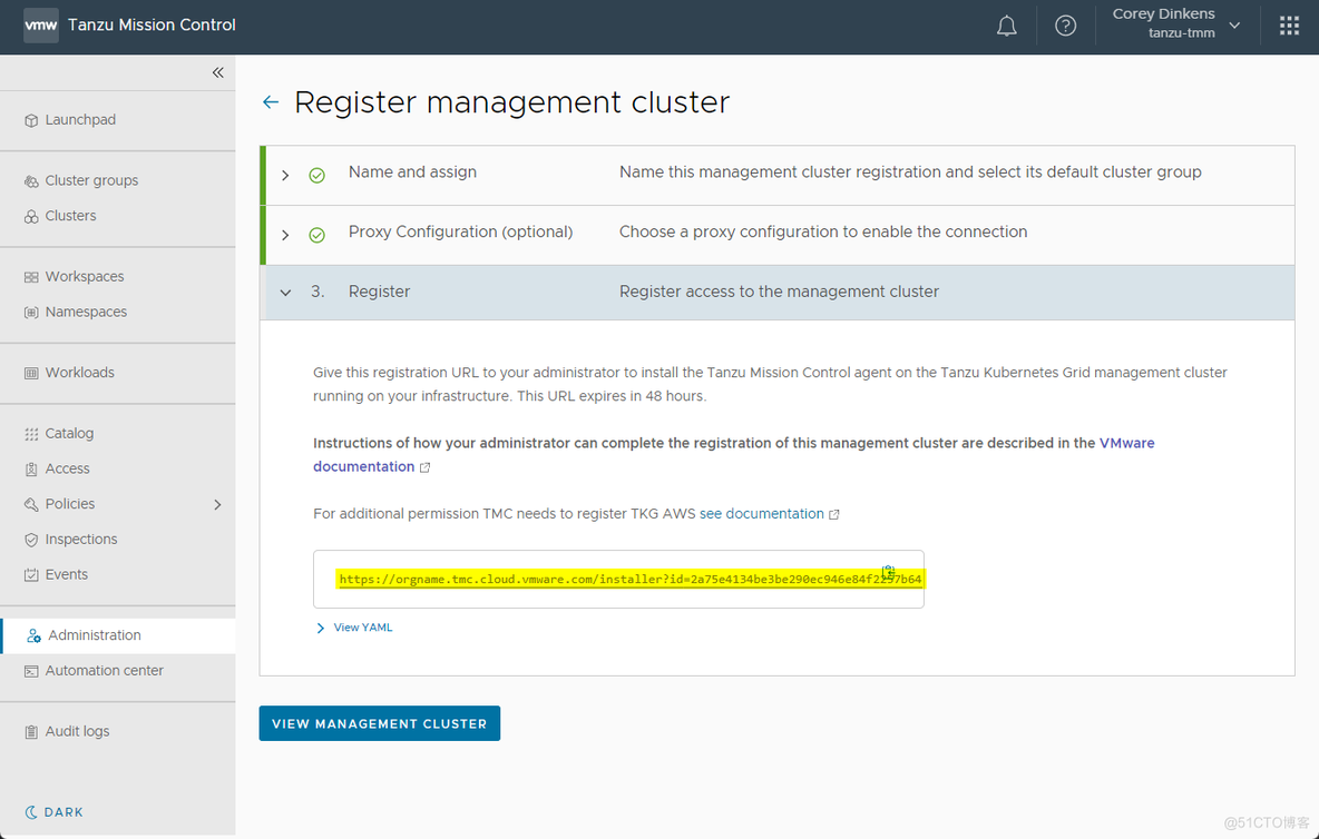 开始使用 VMware Tanzu Mission Control 和 Tanzu Kubernetes Grid_命名空间_06