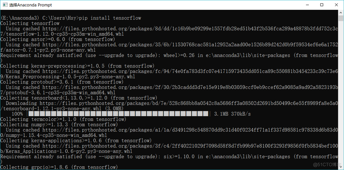 Tensorflows安装（cpu版最简安装方法）_python_03