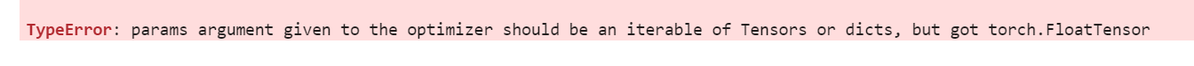 params argument given to the optimizer should be an iterable_神经网络