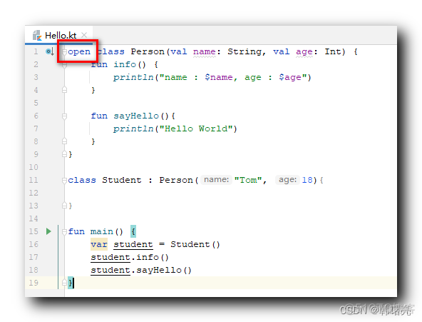 【Kotlin】类的继承 ① ( 使用 open 关键字开启类的继承 | 使用 open 关键字开启方法重写 )_kotlin_02