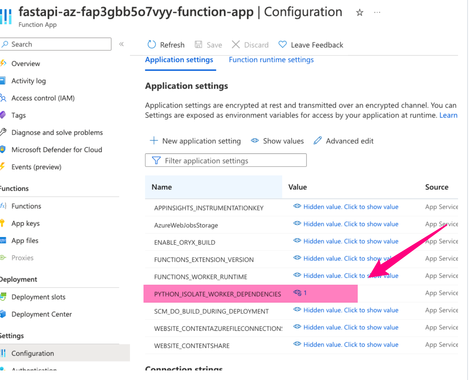 【Azure 应用服务】Python fastapi Function在Azure中遇见AttributeError异常_Python_02