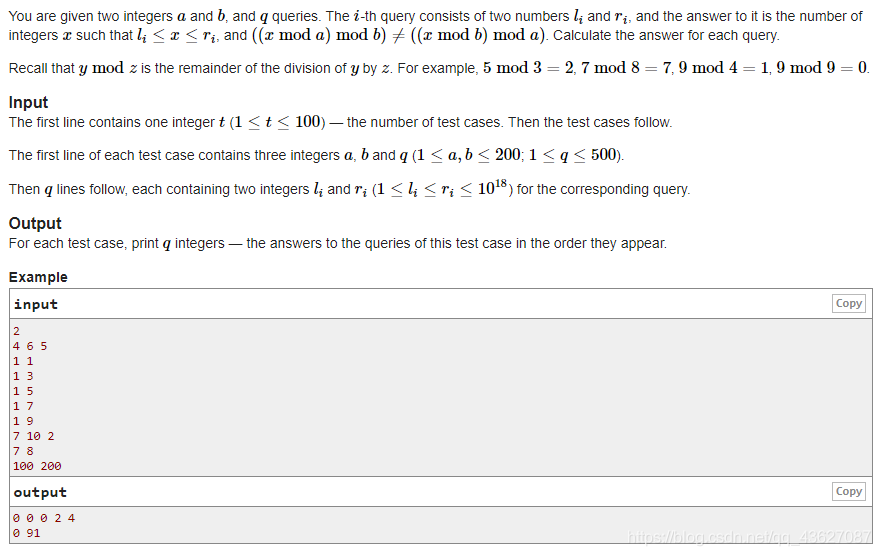 Codeforces 1342 C. Yet Another Counting Problem（找规律）_预处理