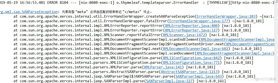 SpringBoot中访问Thymeleaf提示：元素类型 "meta" 必须由匹配的结束标记终止。_thymeleaf