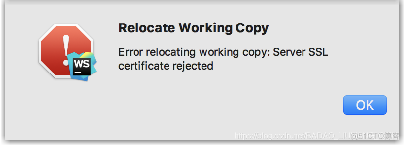 Webstorm修改svn时提示Error relocating working copy:Server SSL certificate rejected_svn