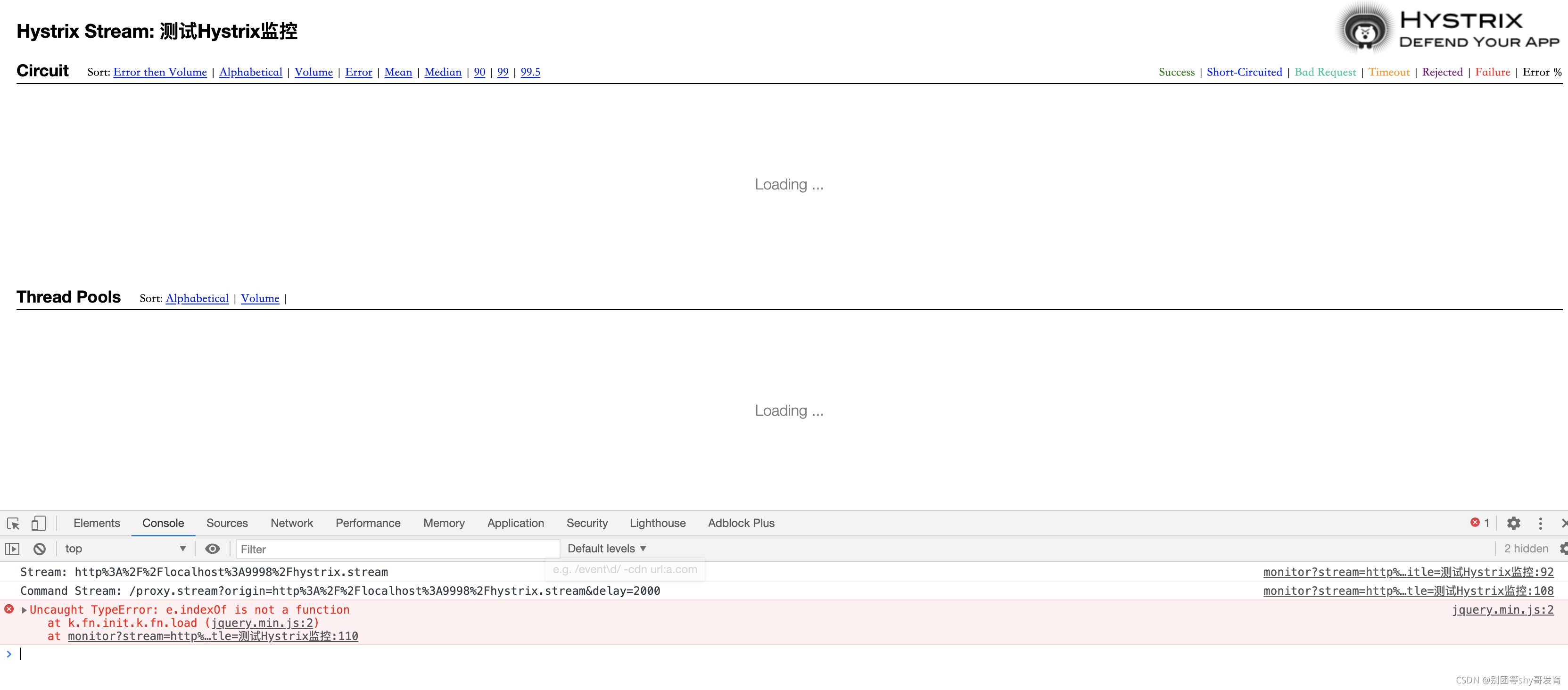 Hystrix Dashboard界面中jQuery报错Uncaught: TypeError: e.indexOf is not a function_dashboard