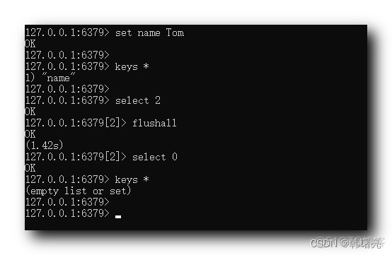 【Redis】Redis 数据库操作 ② ( 数据库操作 | 切换数据库 | 查询当前数据库键个数 | 清空当前数据库 | 清空所有数据库 )_db0_04