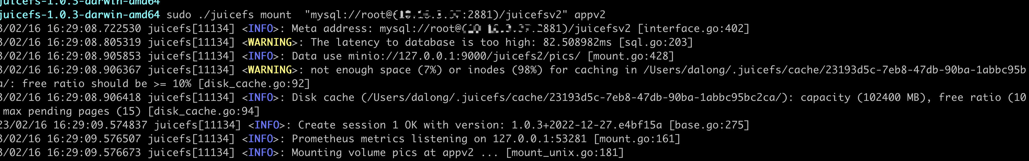 juicefs 1.0.3 集成 oceanbase 4.0 测试_mysql_05