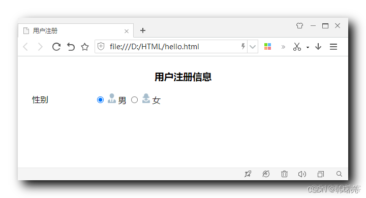 【HTML】HTML 注册表单案例 ① ( 表格设置 | 设置表格位置和大小 | 设置表格标题 | 表单设置 | 表格中设置单选按钮 )_table_04