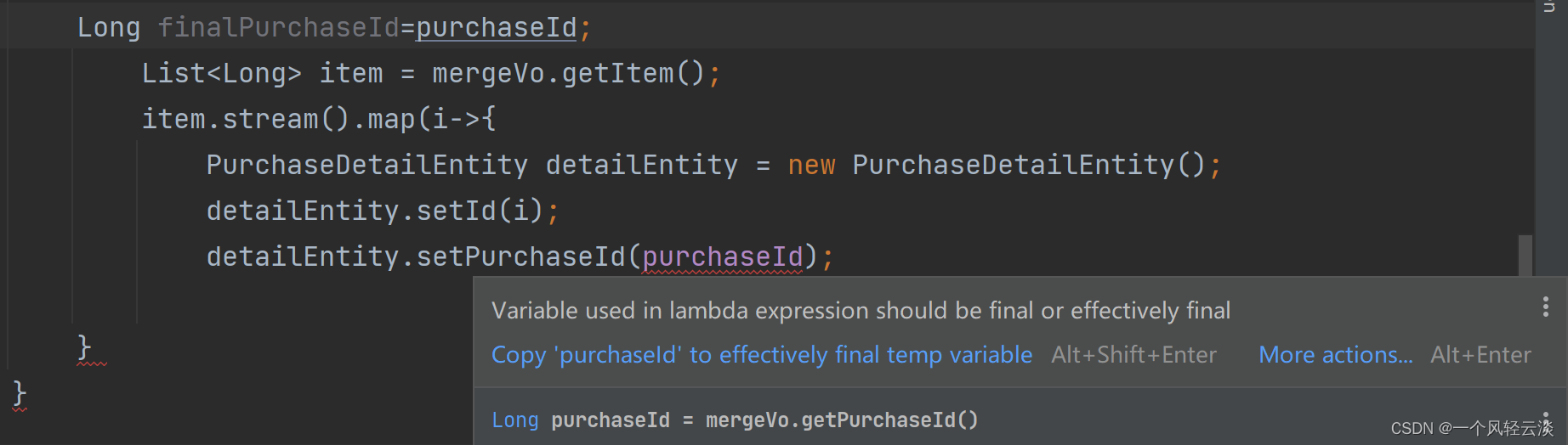 Variable used in lambda expression should be final or effectively final_java